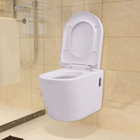 WC a Muro con Sciacquone Nascosto in Ceramica Bianco 56 x 36 x 34 cm