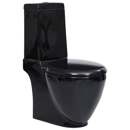 WC Toilette Vaso in Ceramica da Bagno Rotondo Base con Scarico Colore Nero