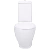 WC Toilette Vaso in Ceramica da Bagno Rotondo Base con Scarico Colore Bianco