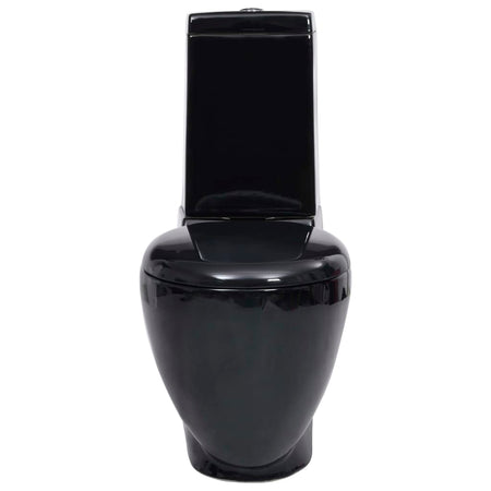 WC Toilette Vaso in Ceramica da Bagno Rotondo Base con Scarico Colore Nero