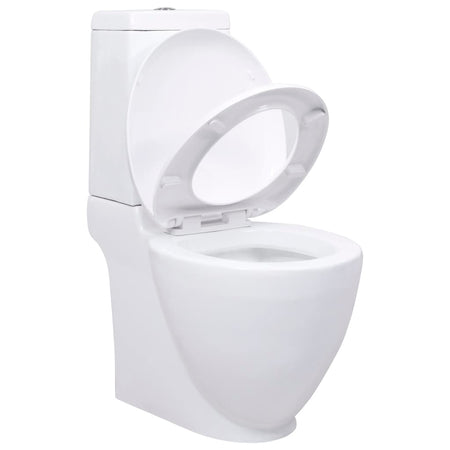 WC Toilette Vaso in Ceramica da Bagno Rotondo Base con Scarico Colore Bianco