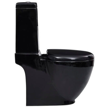WC Toilette Vaso in Ceramica da Bagno Rotondo Base con Scarico Colore Nero