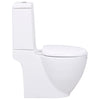 WC Toilette Vaso in Ceramica da Bagno Rotondo Base con Scarico Colore Bianco