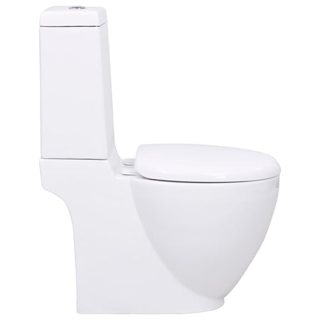 WC Toilette Vaso in Ceramica da Bagno Rotondo Base con Scarico Colore Bianco