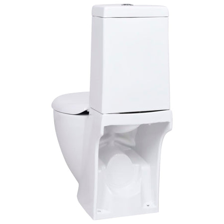WC Toilette Vaso in Ceramica da Bagno Rotondo Base con Scarico Colore Bianco