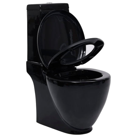 WC Toilette Vaso in Ceramica da Bagno Rotondo Base con Scarico Colore Nero