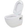 Toilette WC Bagno Sospeso con Sciacquone Alto Nascosto in Ceramica Colore Bianco