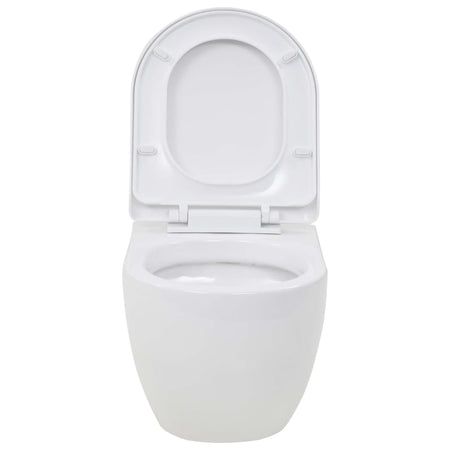 Toilette WC Bagno Sospeso con Sciacquone Alto Nascosto in Ceramica Colore Bianco