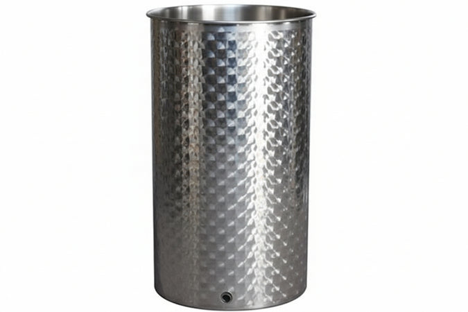 Contenitore Enologico Fondo A Pentola Inox Aisi 304 Saldato- - Lt.100 Ø Mm.460X690H. Bocc.F1/2 Fiorettato - 1 Pezzi Belvivere