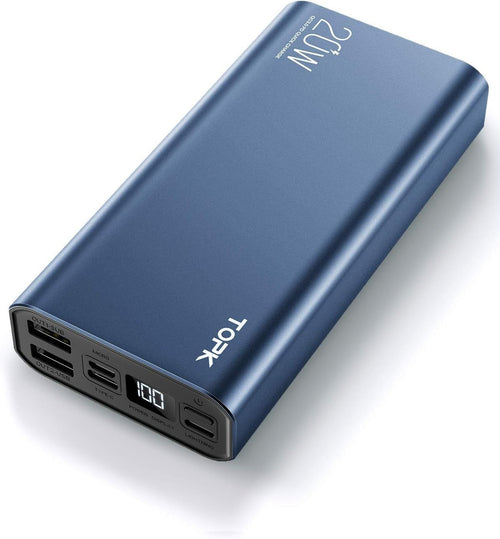 Power bank portatile TOPK 20000mAh Ricarica rapida USB C 3 uscite 3 ingressi