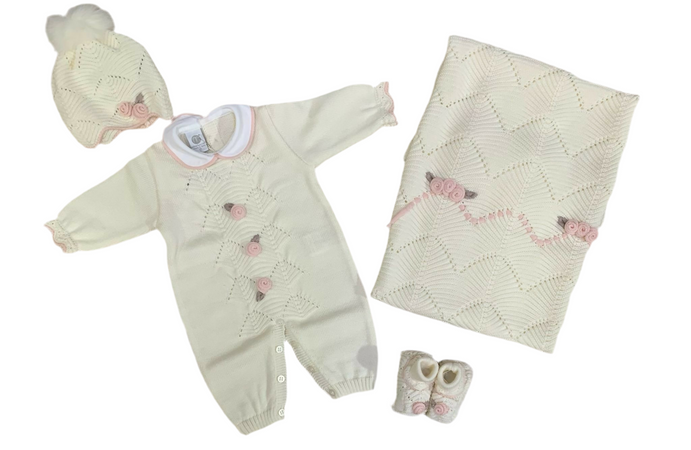 Marlù Corredino Bimba 0-3 Mesi Bianco e Rosa 5 Pz.