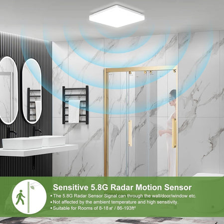 LEZOE Lampada da soffitto a LED con sensore di movimento, 18 W, 1800 lm