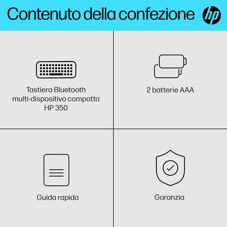 HP 350 Tastiera Wireless e Bluetooth 5.2, Connessione Multi-dispositivo, Qwerty