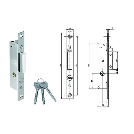 Serratura Da Montante Solo Catenaccio Art. Yf5810 Yale E13,5 - Frontale 16 Mm - Yale