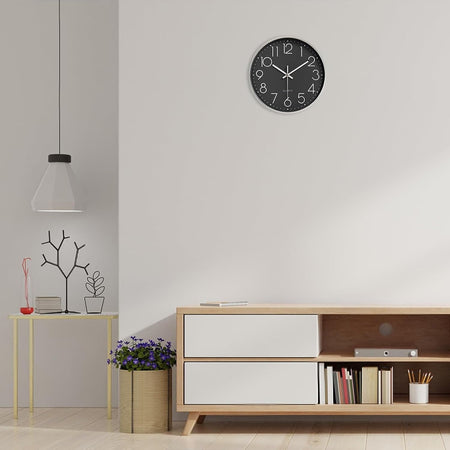 Orologio da parete Nutabevr da 12 pollici, nero, silenzioso, moderno, 30 cm