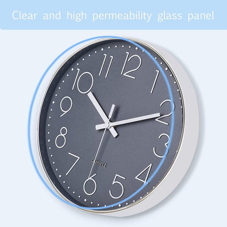 Orologio da parete Nutabevr da 12 pollici, nero, silenzioso, moderno, 30 cm