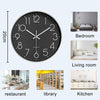 Orologio da parete Nutabevr da 12 pollici, nero, silenzioso, moderno, 30 cm