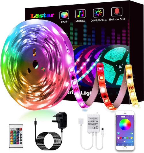 Striscia LED L8star L8star-5050-65.6FT 2 pezzi da 5m multicolore con telecomando
