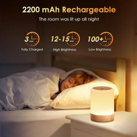 Luci notturne per bambini per camera da letto,da comodino touch senza fili