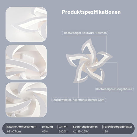 Moderna plafoniera a LED soggiorno camera da letto 6500K Bianco Freddo 63CM 45w