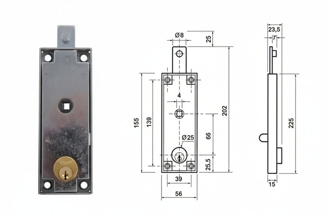 Serratura A Cilindro Tondo Fisso Per Porte Basculanti C1640 - 1 Pezzi Potent