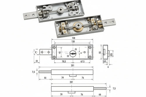 Serratura Doppia Mappa Per Serranda Laterale 1600- - Dx-Sx Accoppiate Con 3 Chiavi (1625) - 1 Coppia Potent