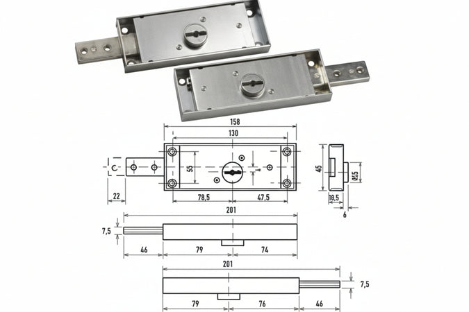 Serratura Doppia Mappa Per Serranda Laterale 1600- - Dx-Sx Accoppiate Ka Con 3 Chiavi (1625Ka) - 1 Coppia Potent