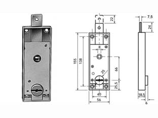 Serratura Doppia Mappa Per Porte Basculanti 1640 - 1 Pezzi Potent