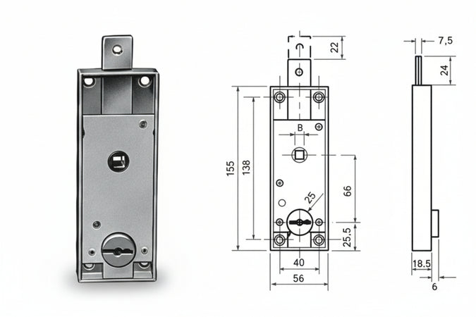 Serratura Doppia Mappa Per Porte Basculanti 1640 - 1 Pezzi Potent