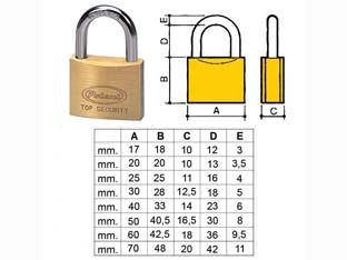 Lucchetto Ottone Arco Normale 2700- - Mm.17 (2715) - 12 Pezzi Potent