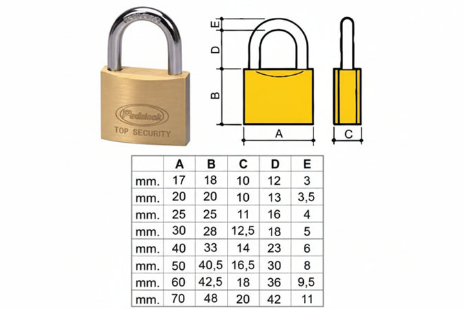 Lucchetto Ottone Arco Normale 2700- - Mm.17 (2715) - 12 Pezzi Potent