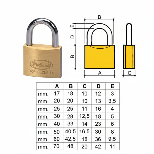 Lucchetto Ottone Arco Normale 2700- - Mm.25 (2725) - 12 Pezzi Potent