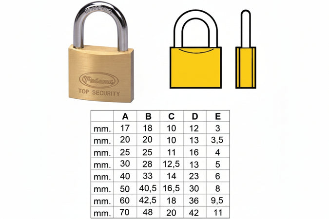 Lucchetto Ottone Arco Normale 2700- - Mm.30 Ka (2730Ka) - 12 Pezzi Potent