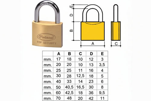 Lucchetto Ottone Arco Normale 2700- - Mm.40 (2740) - 12 Pezzi Potent