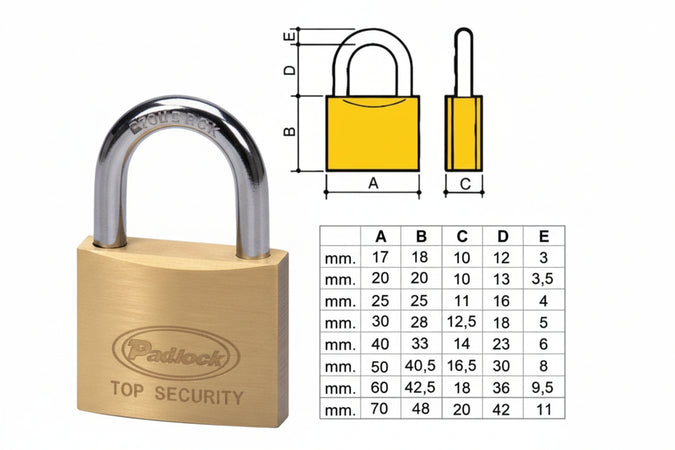 Lucchetto Ottone Arco Normale 2700- - Mm.40 Ka (2740Ka) - 12 Pezzi Potent