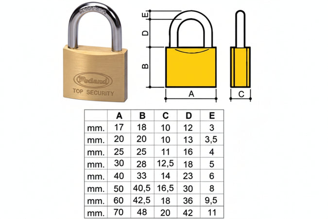 Lucchetto Ottone Arco Normale 2700- - Mm.50 (2750) - 12 Pezzi Potent