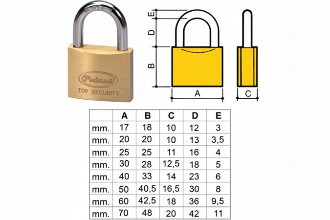 Lucchetto Ottone Arco Normale 2700- - Mm.50 Ka (2750Ka) - 12 Pezzi Potent