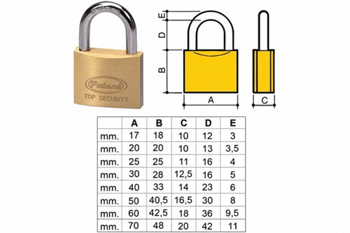 Lucchetto Ottone Arco Normale 2700- - Mm.60 Ka (2760Ka) - 6 Pezzi Potent