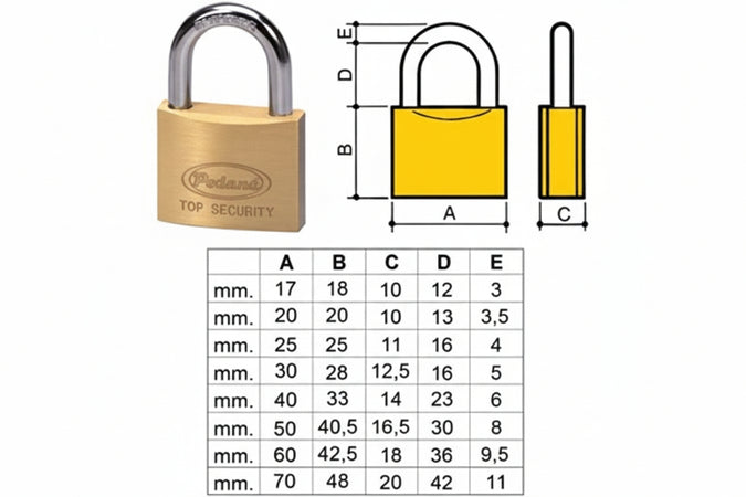 Lucchetto Ottone Arco Normale 2700- - Mm.60 Ka (2760Ka) - 6 Pezzi Potent