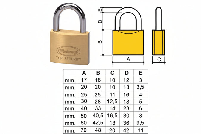Lucchetto Ottone Arco Normale 2700- - Mm.70 (2765) - 6 Pezzi Potent