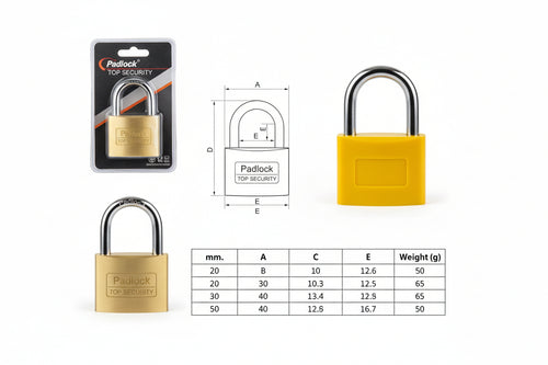Lucchetto Ottone Arco Normale 2700 In Blister- - Mm.25 (2725B) - 12 Pezzi Potent