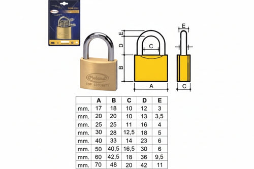 Lucchetto Ottone Arco Normale 2700 In Blister- -Mm.30 (2730B) - 12 Pezzi Potent