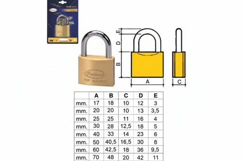 Lucchetto Ottone Arco Normale 2700 In Blister- - Mm.50 (2570B) - 6 Pezzi Potent