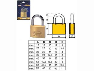 Lucchetto Ottone Arco Normale 2700 In Blister- - Mm.60 (2760B) - 6 Pezzi Potent