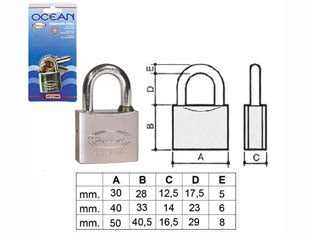 Lucchetto Ottone Arco Normale Ocean 2700M In Blister- - Mm.30 (2730Mb) - 3 Pezzi Potent