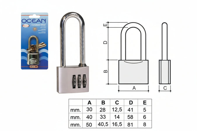Lucchetto Ottone Arco Lungo Ocean 2700M In Blister- - Mm.50 (2790Mb) - 1 Pezzi Potent