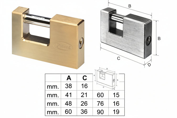 Lucchetto Rettangolare In Ottone 2800- - Mm.76 (2810) - 1 Pezzi Potent