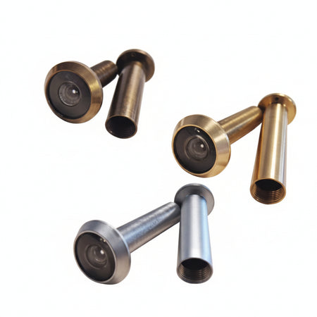 Spioncino Tondo In Ottone- - Ãe¸ Mm.14, 70/120, 180Â°, Lucido (12940/Ot) - 3 Pezzi Potent