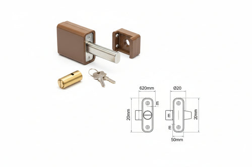 Ferroglietto Applicare Catenaccio 6 Mandate Cilindro Fisso- - Mm.40 (270A) - 2 Pezzi Wally