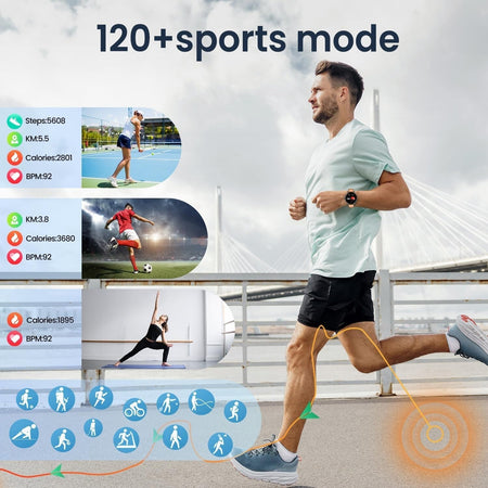 Orologio Smartwatch Uomo Fitness Tracker Pressione Sanguigna SpO2 100+ Impermeab